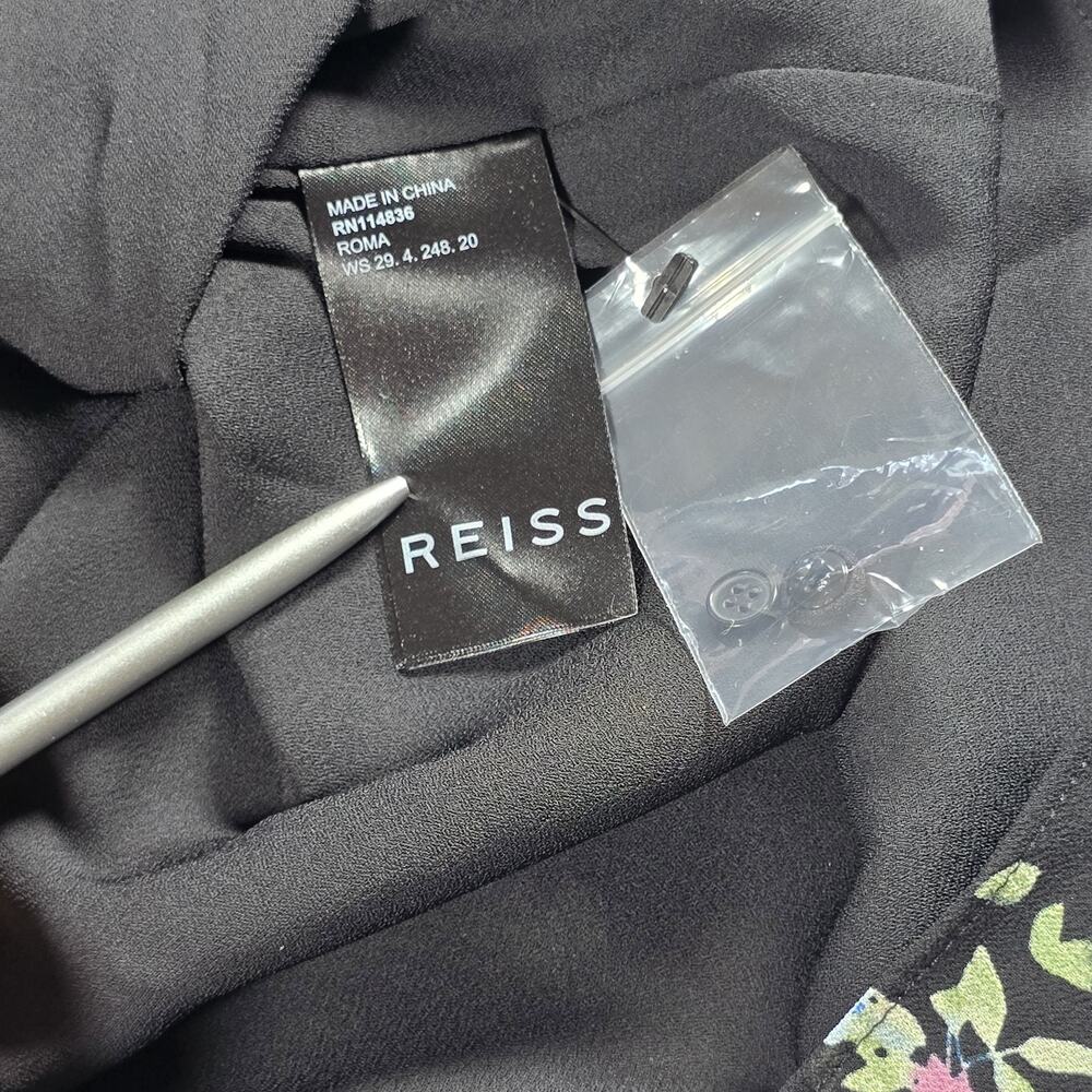 Reiss Roma Floral Dress US 8 Black Long Sleeve Sheer Shift Mini Lace Trim - Picture 15 of 16